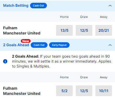 Fulham v Man United Betting Odds - Premier League 2023 24