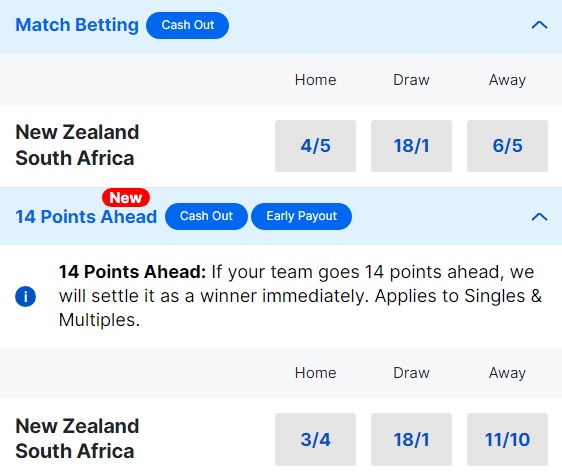 New Zealand v South Africa Betting Odds - 2023 Rugby World Cup Final (2)