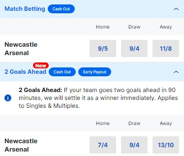 Newcastle v Arsenal Betting Odds - Premier League 2023 24