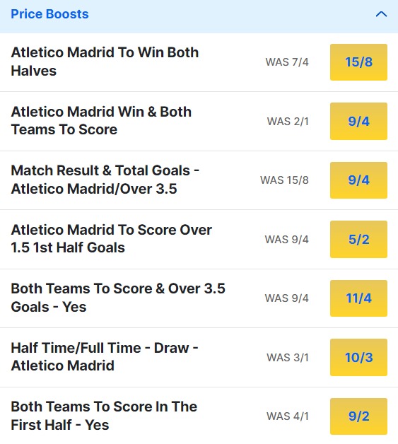 Atletico Madrid v Celtic Odds Price Boosts - Champions League 2023 24