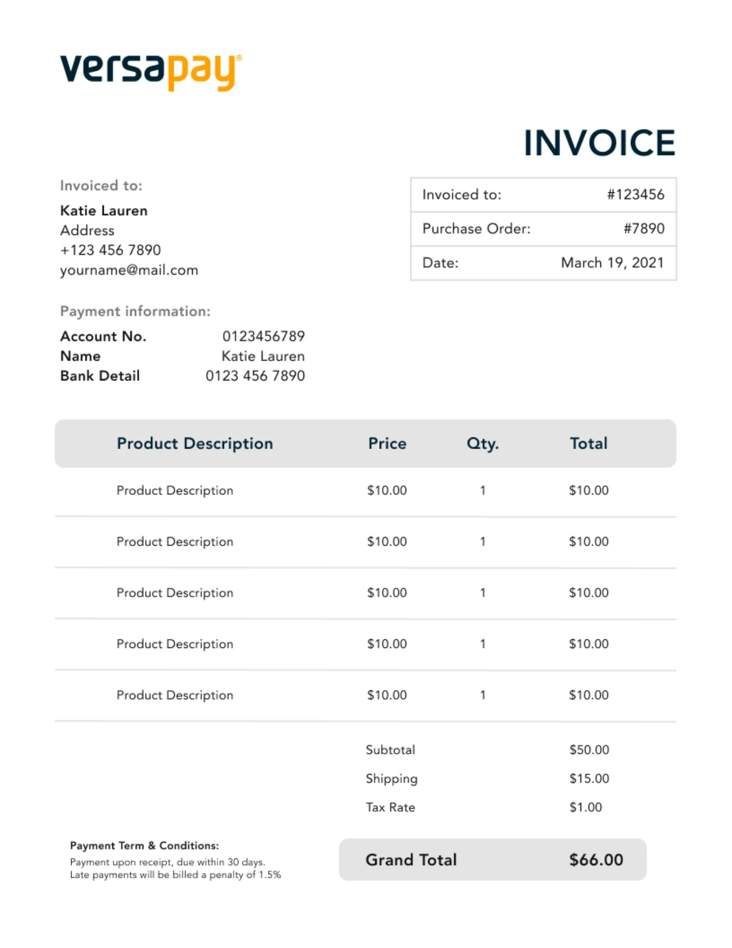 Illustrated example of an invoice