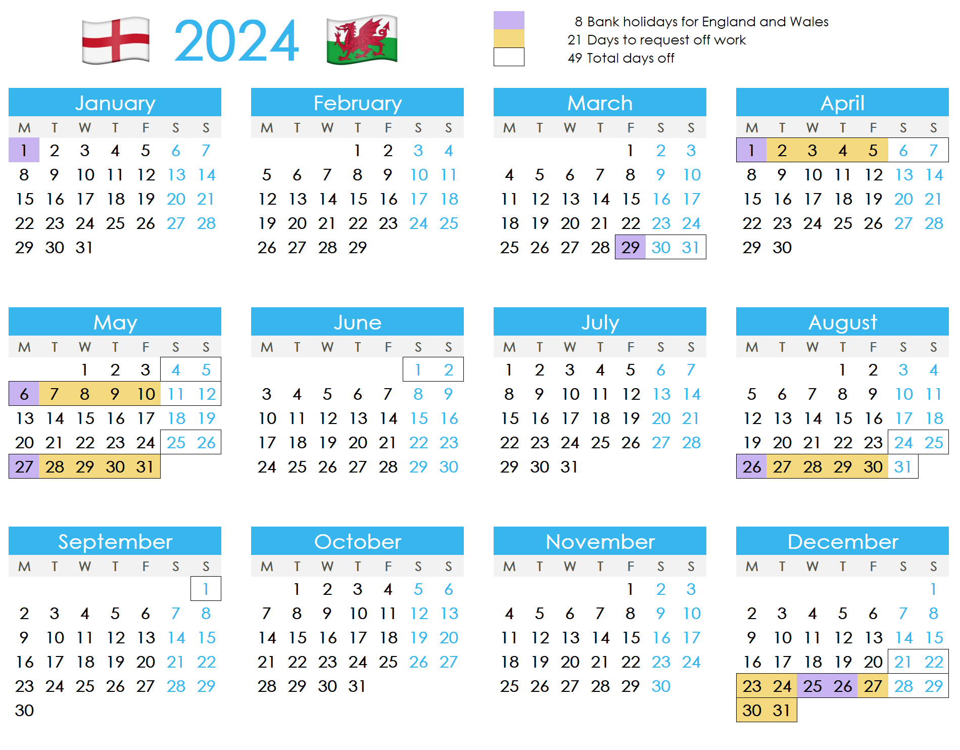 2024 Bank Holiday Dates England Willy Julietta   Maximise Annual Leave 2024 Uk England Wales 