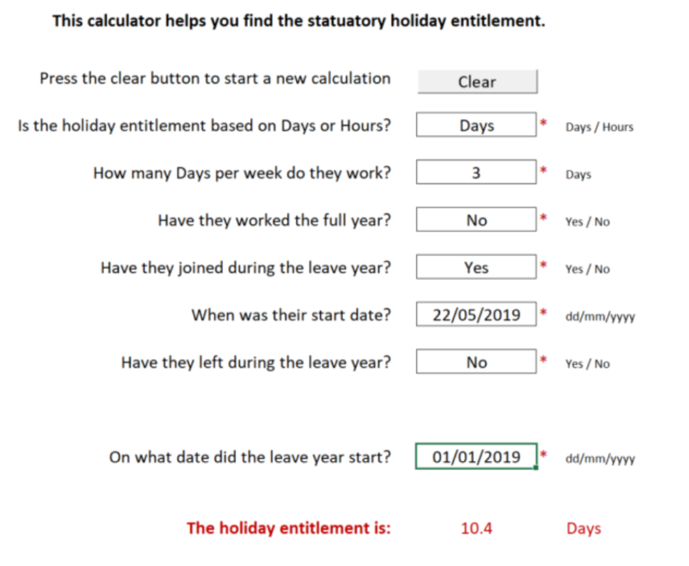 Free Holiday Entitlement Calculator For UK