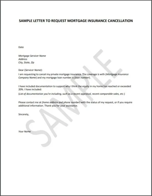 A Sample Mortgage Insurance Cancellation Request