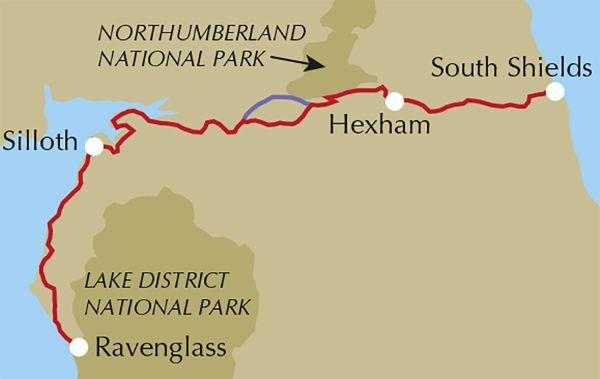 Hadrians cycleway location map