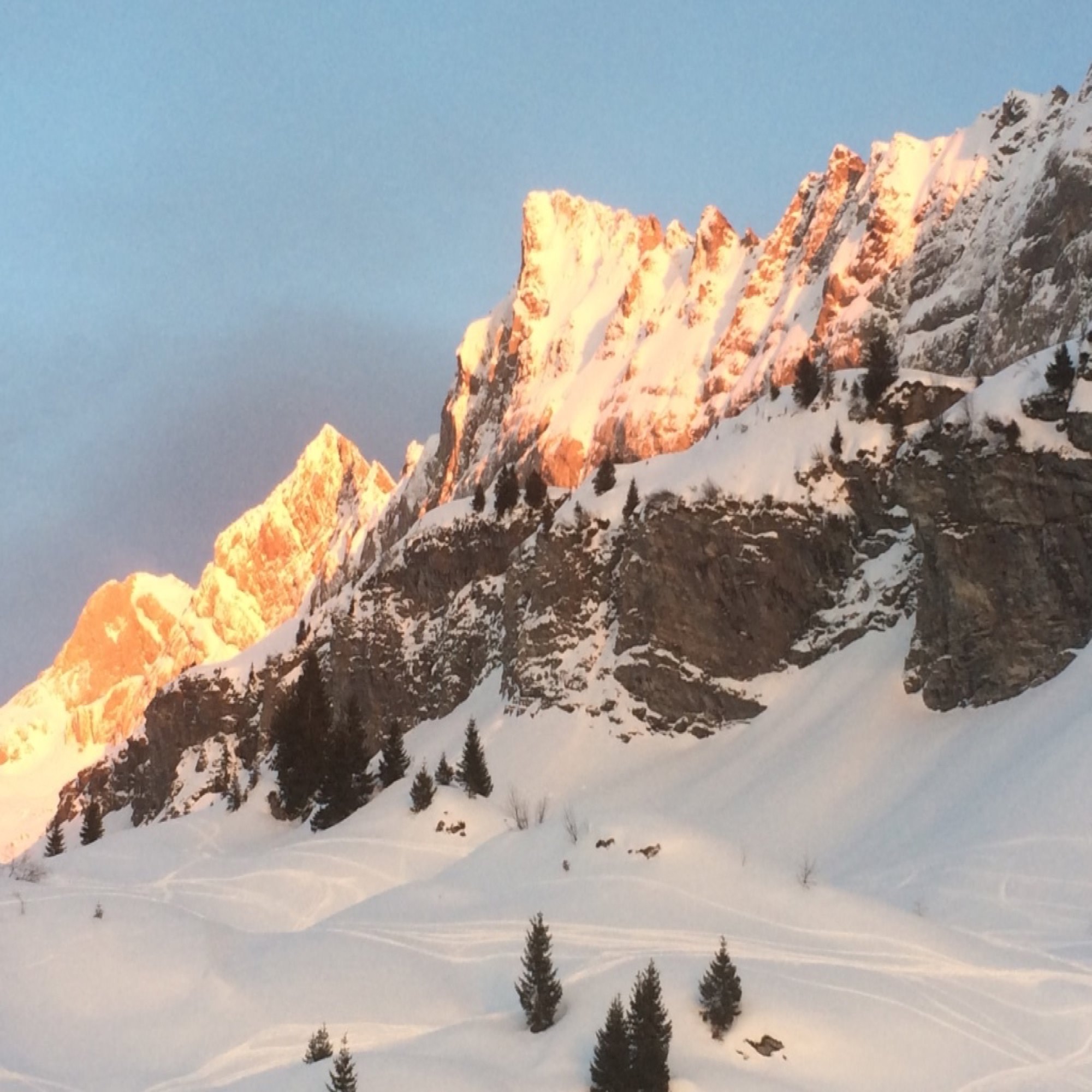 Watching the sun set over Les Dents Blanches