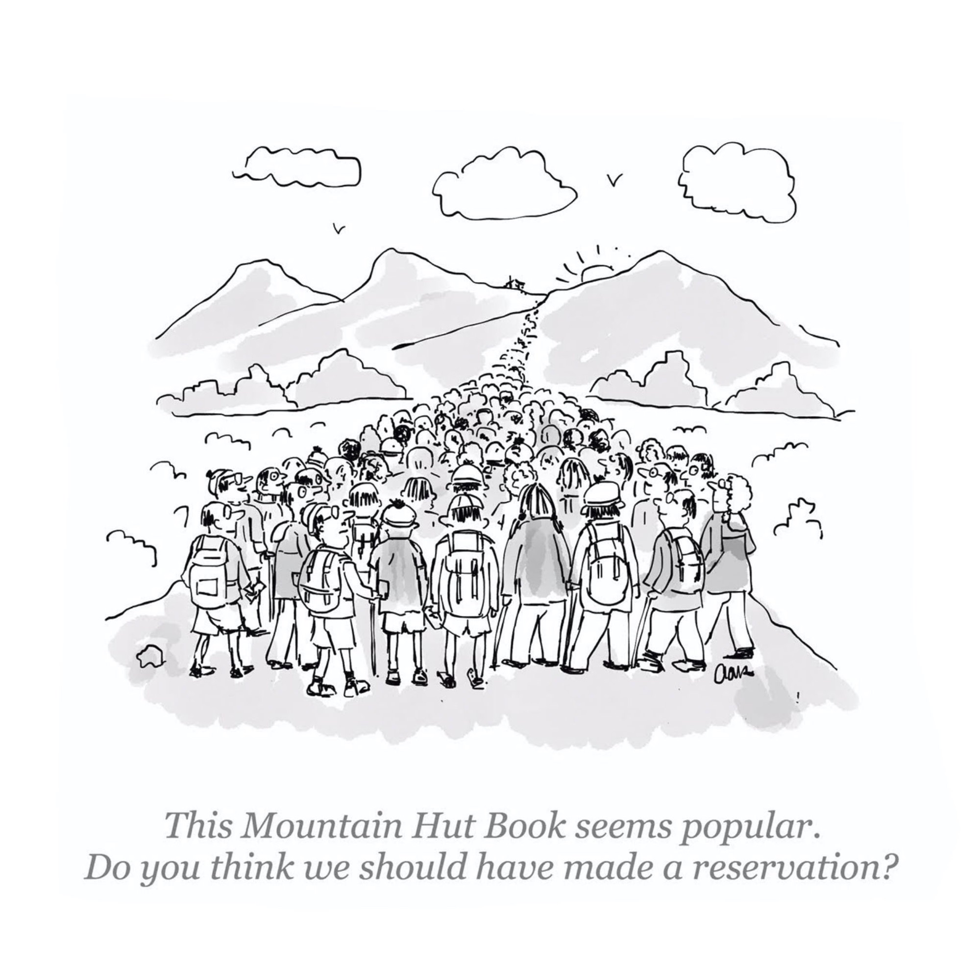 Mountain hut book cartoon