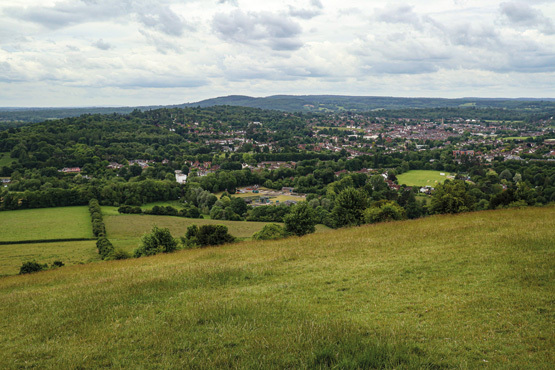 Views of Dorking from the slopes of Box Hill