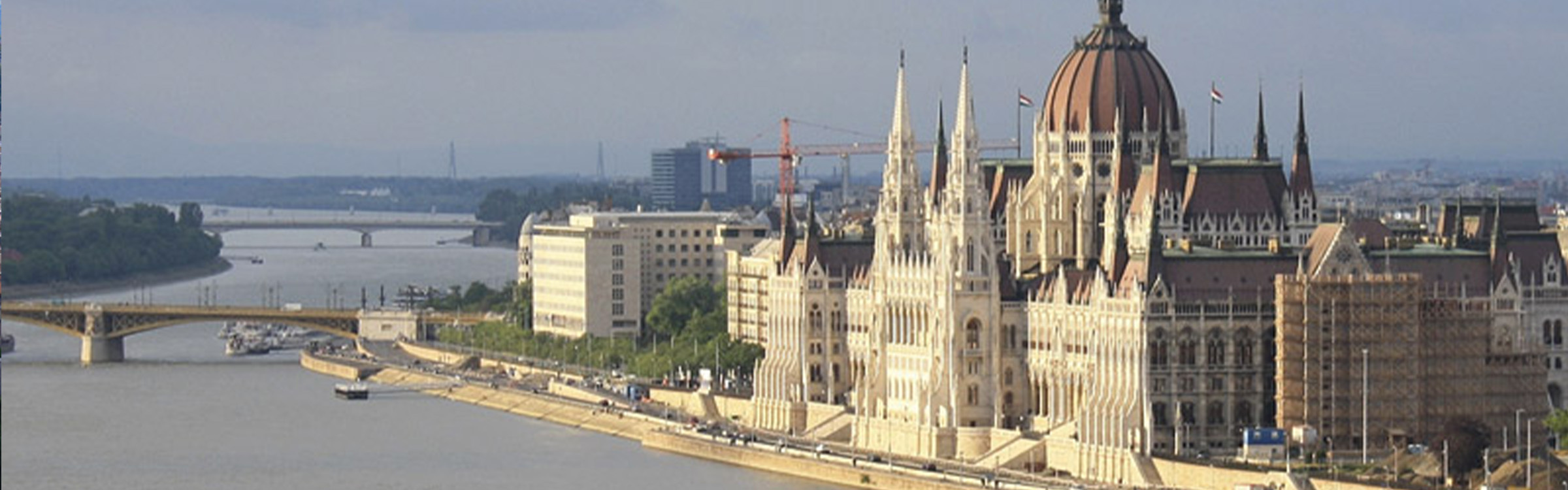 The Hungarian Parliament building stands beside the Danube in Budapest