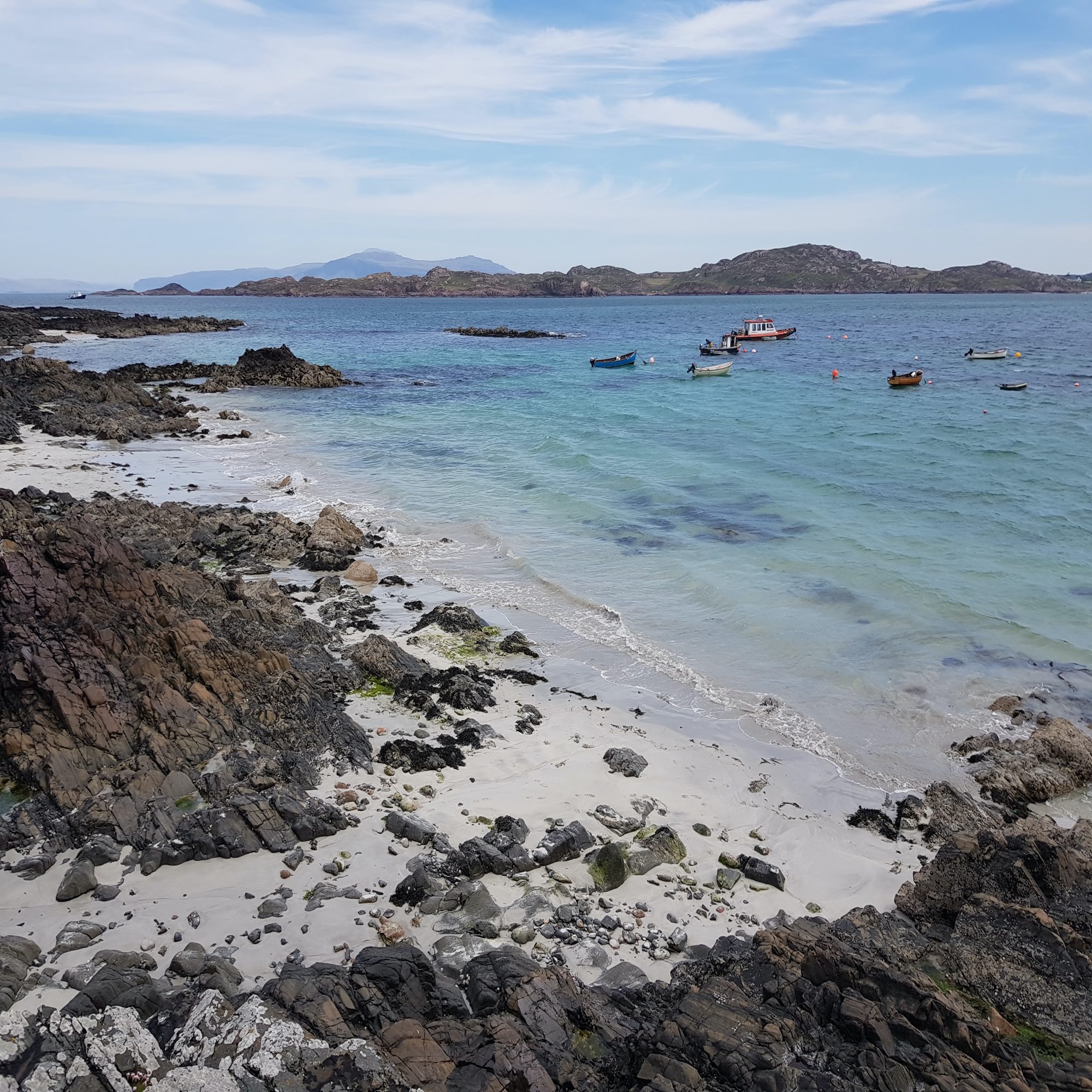 The sandy beaches of the Isle of Iona, just off the Ross of Mull