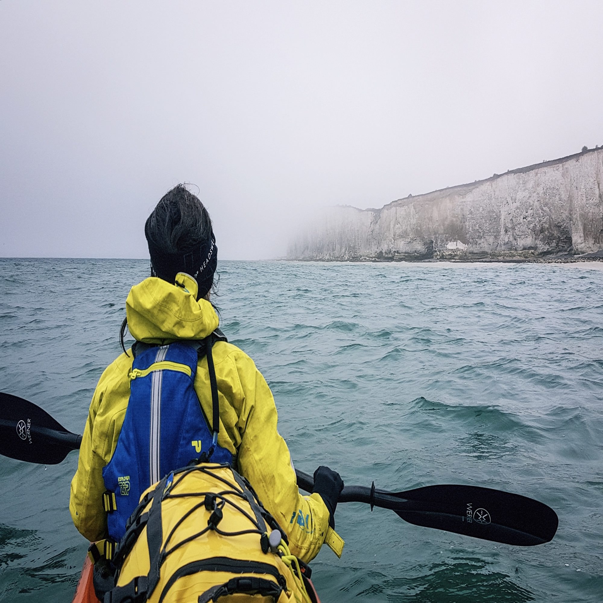 The blue skies and sunshine that accompanied us out of London sadly abandoned us once we reached the Kent Coast. Here, we had a week of paddling into gale force winds and poor visibility.