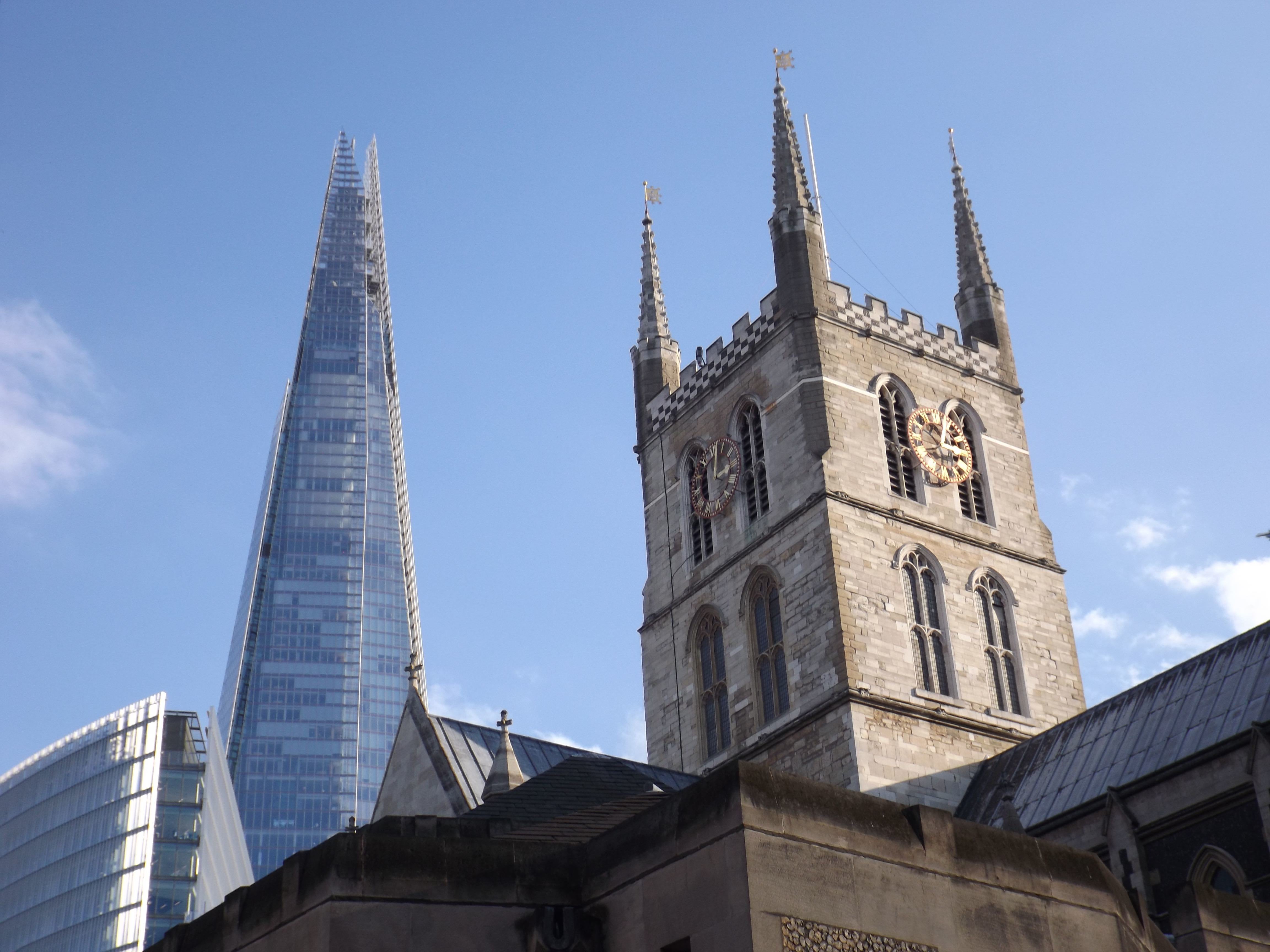 The  Shard And  Southwark  Cathedral Tower