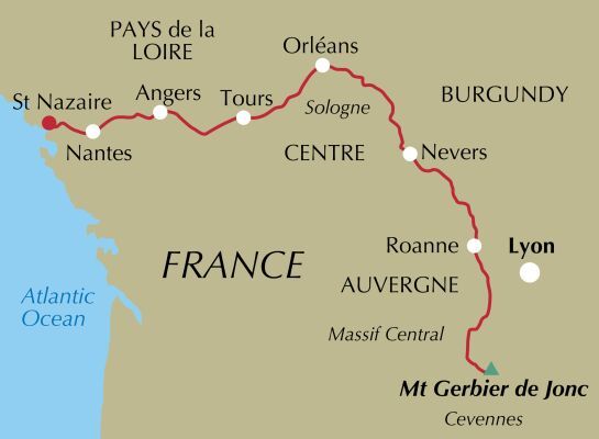 The river loire cycle route location map