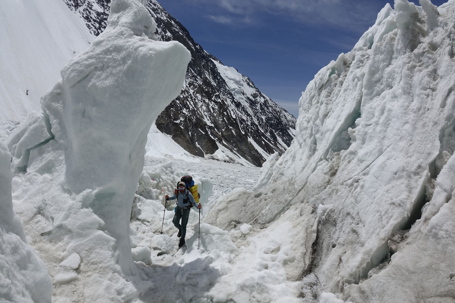 Climbing through the glacier