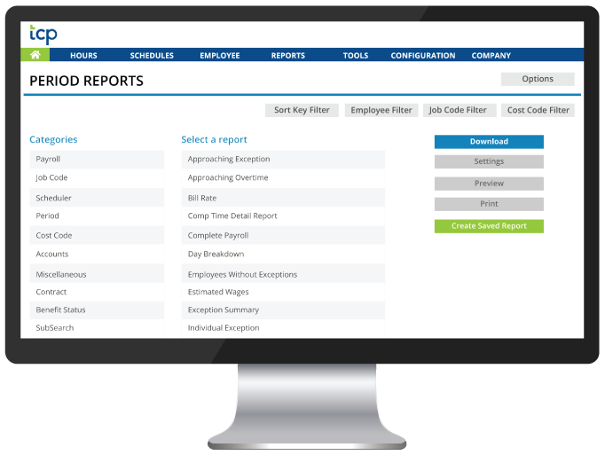 Pre-Configured Reports List