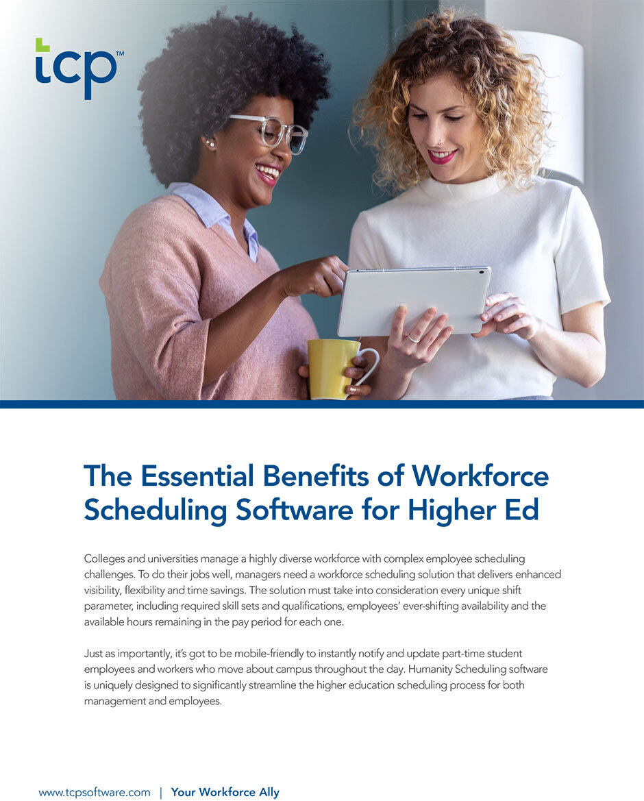 eBook cover of Essential Benefits of Workforce Scheduling Software for Higher Ed