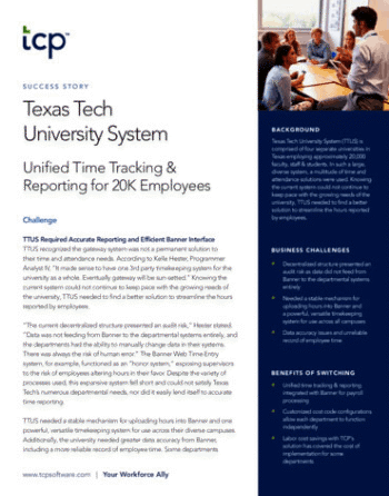 Texas tech unified time tracking for employees
