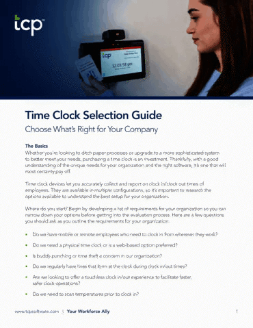 Time clock selection guide