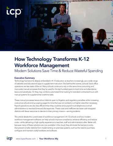eBook cover of Technology Helps Transform K-12 Workforce Management