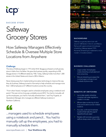 eBook cover of Case Study: How Humanity Helped Safeway Create Schedules In a Few Clicks