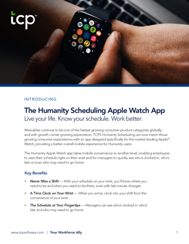 eBook cover of Fact Sheet: TCP Humanity Scheduling Apple Watch App
