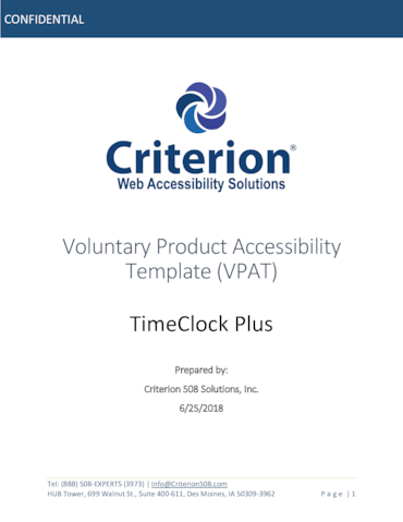 eBook cover of Criterion VPAT for TimeClock Plus