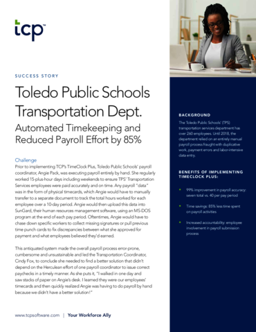 eBook cover of Case Study: Toledo Public Schools Transportation Dept.