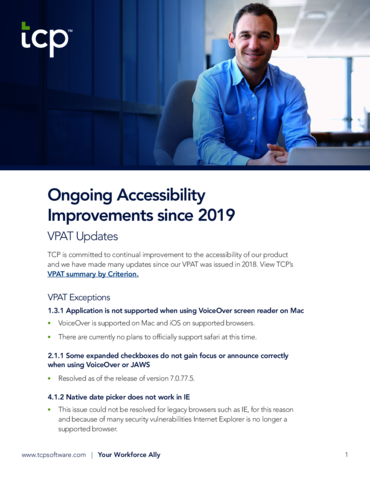 eBook cover of Ongoing VPAT Accessibility Updates Since 2019